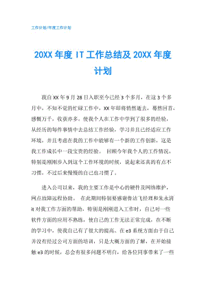 20XX年度IT工作總結及20XX年度計劃.doc