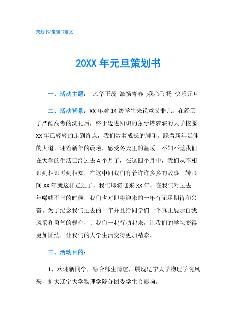 20XX年元旦策划书.doc_第1页