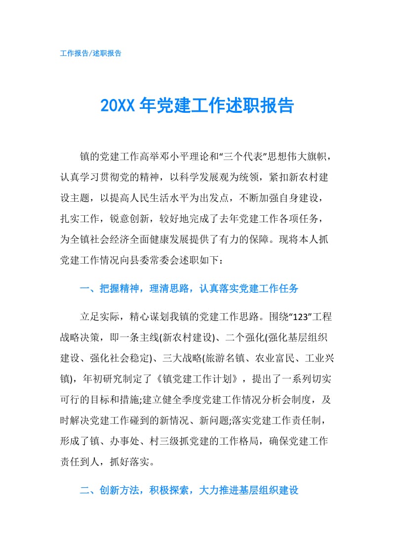 20XX年党建工作述职报告.doc_第1页