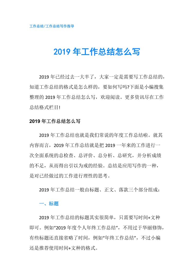 2019年工作总结怎么写.doc_第1页