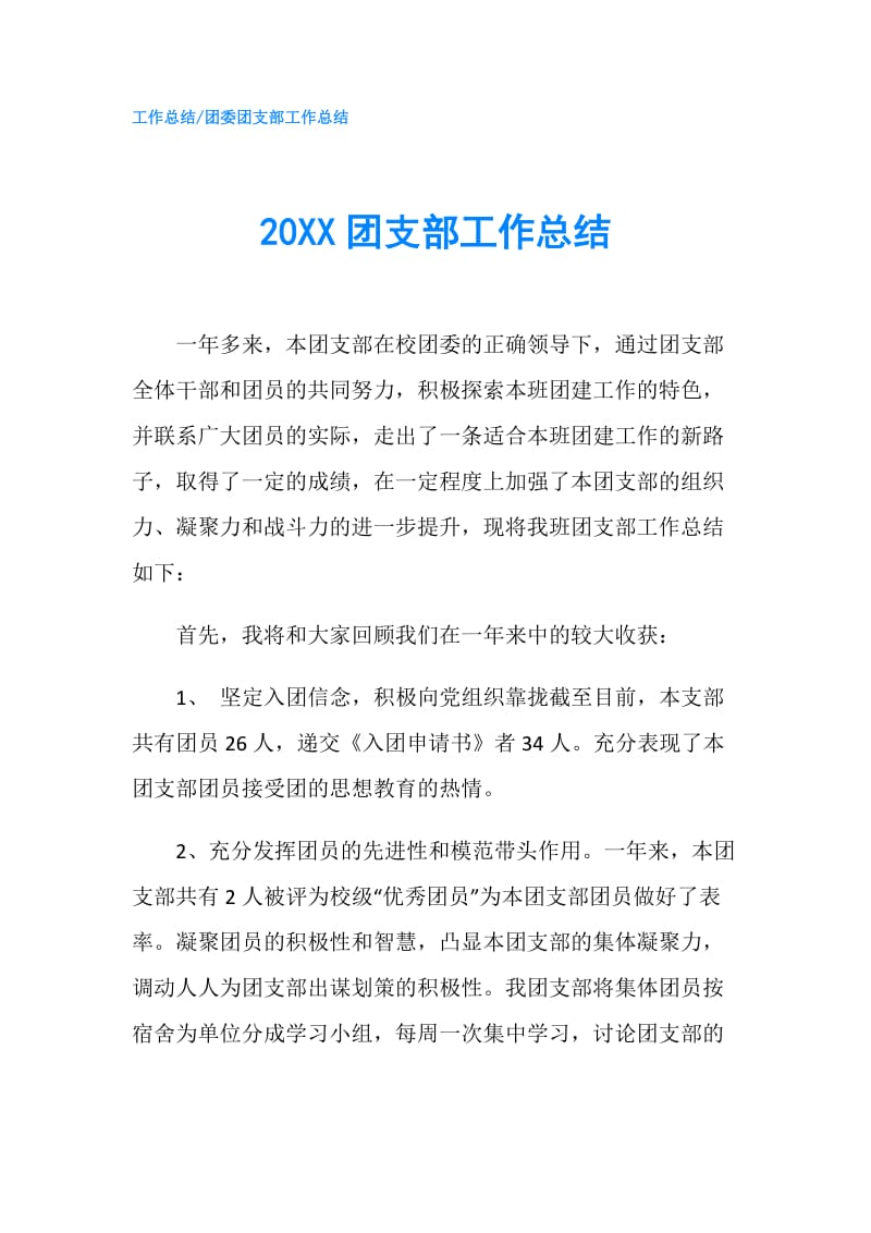 20XX团支部工作总结.doc_第1页