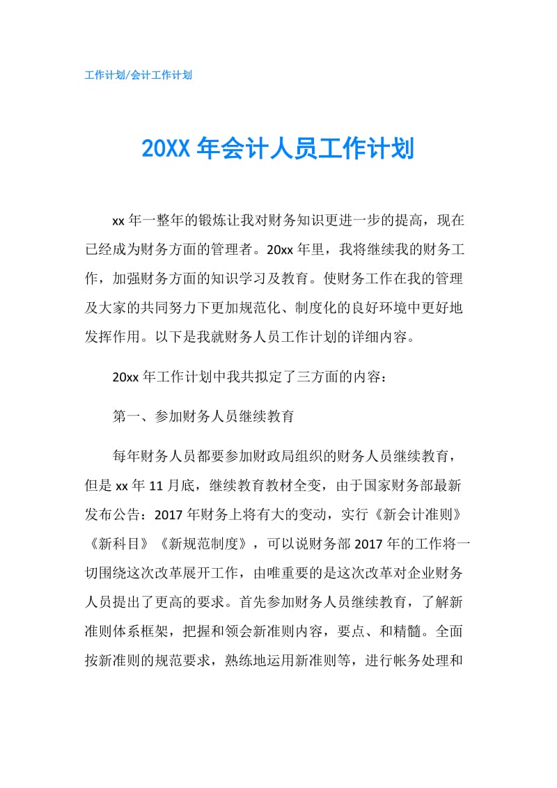 20XX年会计人员工作计划.doc_第1页