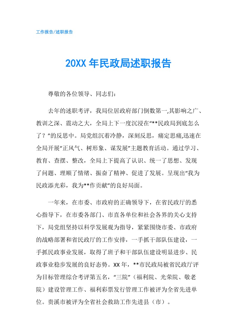 20XX年民政局述职报告.doc_第1页