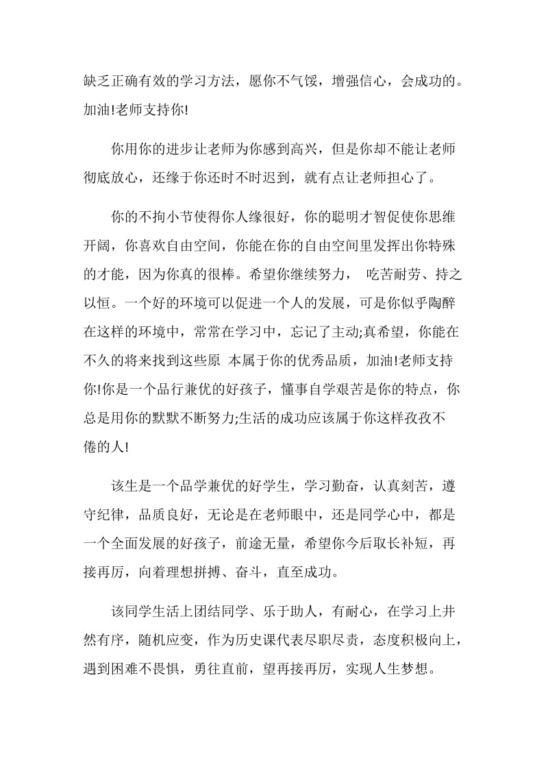 2019年初三班主任评语.doc_第2页