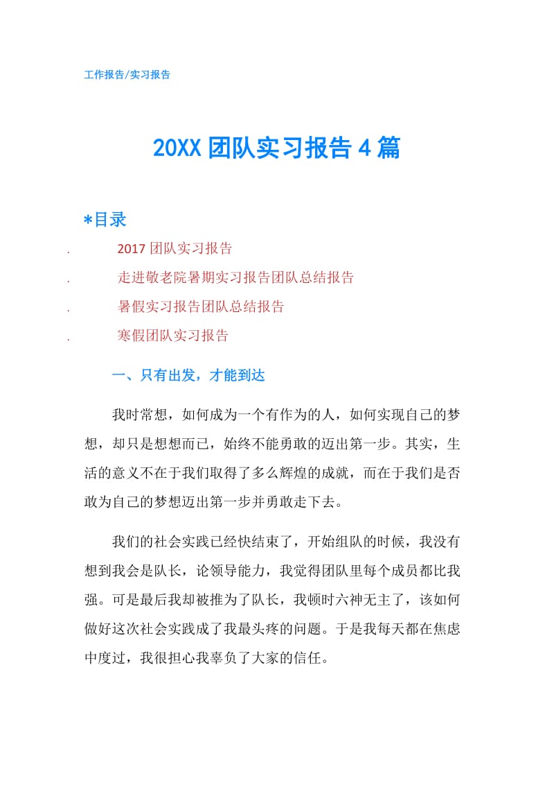 20XX团队实习报告4篇.doc_第1页