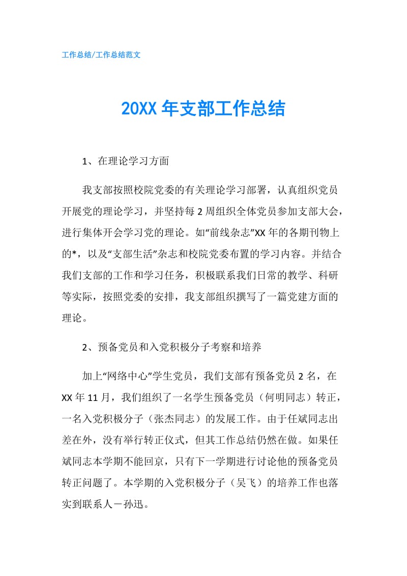 20XX年支部工作总结.doc_第1页