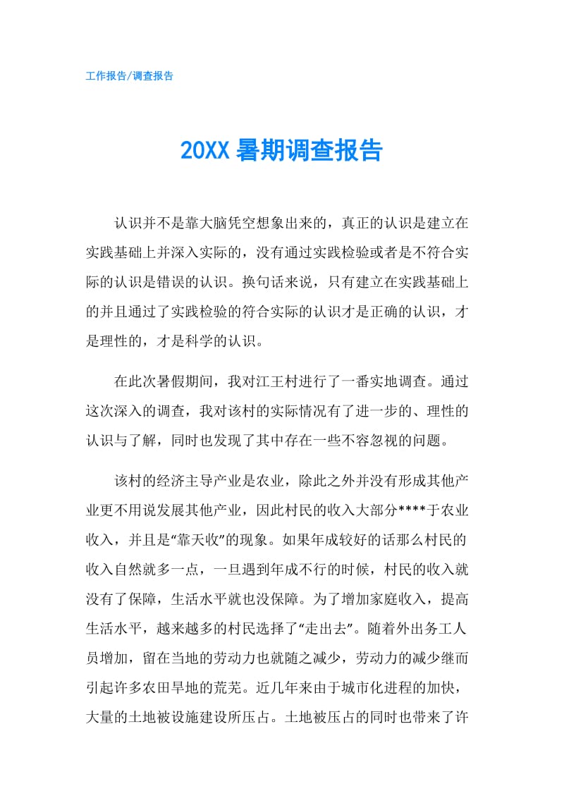 20XX暑期调查报告.doc_第1页