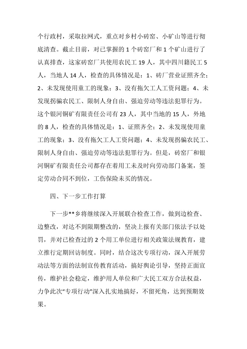 乡镇整治非法用工、打击违法犯罪专项行动工作总结.doc_第3页