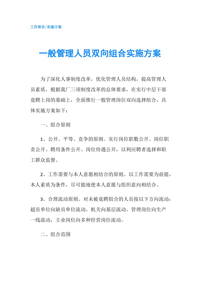 一般管理人员双向组合实施方案.doc_第1页