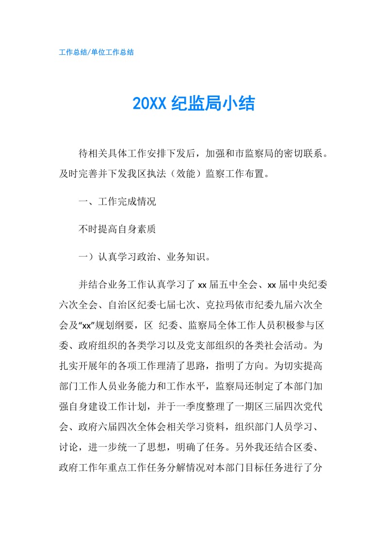 20XX纪监局小结.doc_第1页