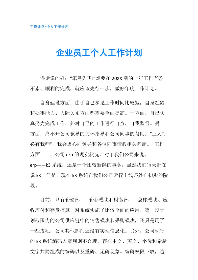 企业员工个人工作计划.doc_第1页