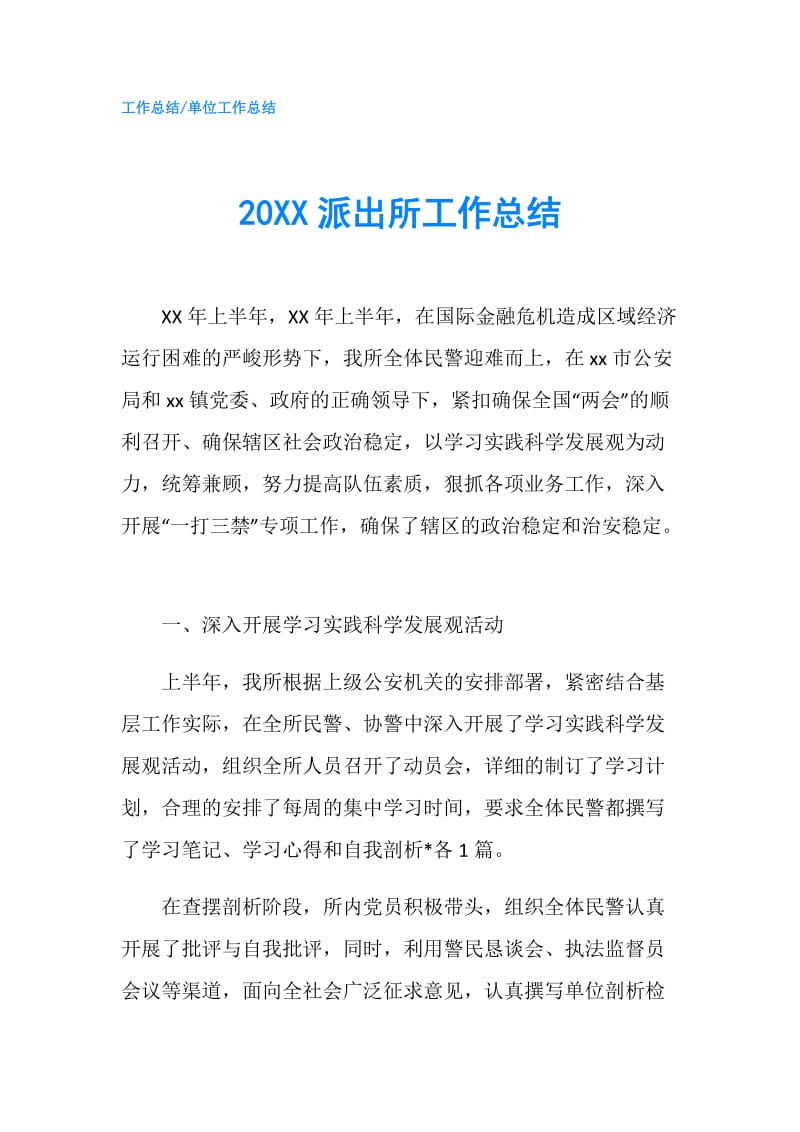 20XX派出所工作总结.doc_第1页