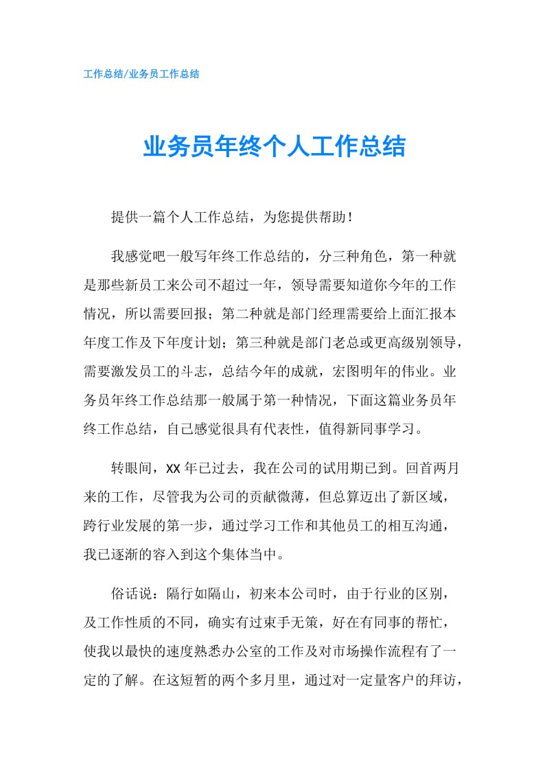 业务员年终个人工作总结.doc_第1页