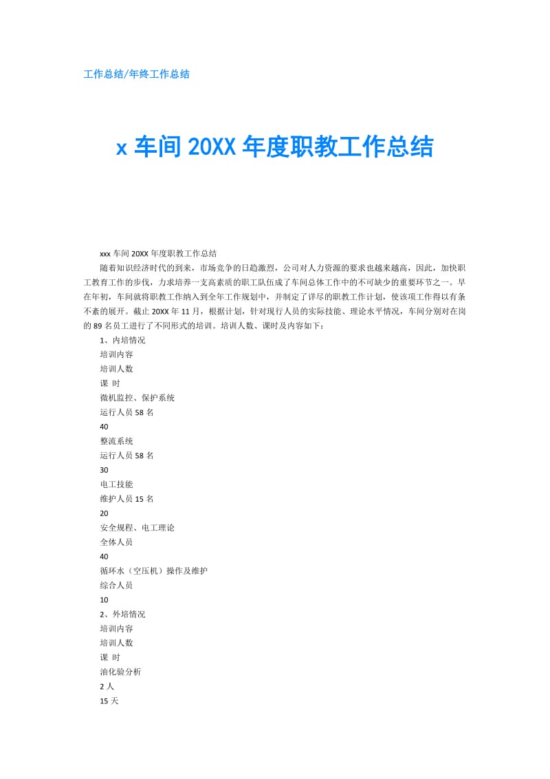 x车间20XX年度职教工作总结.doc_第1页