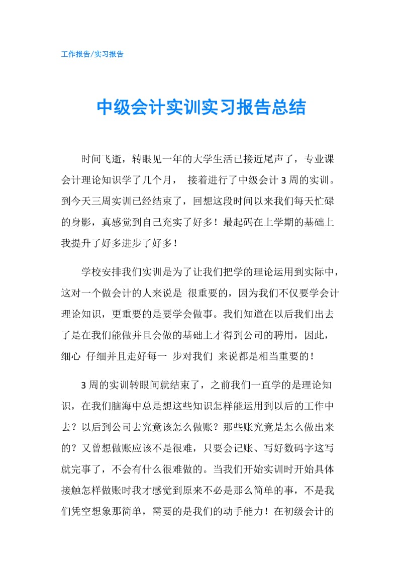 中级会计实训实习报告总结.doc_第1页