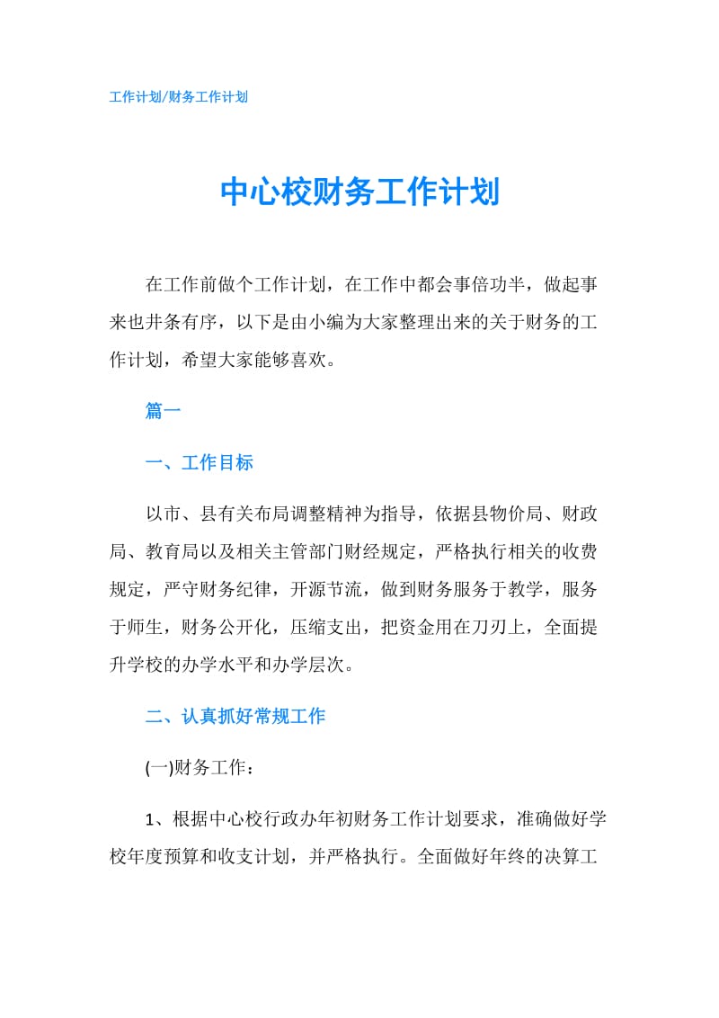 中心校财务工作计划.doc_第1页