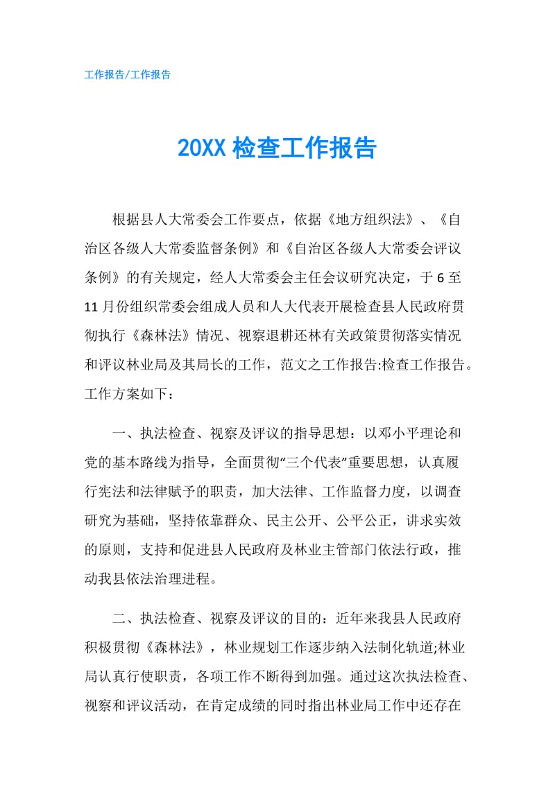 20XX检查工作报告.doc_第1页