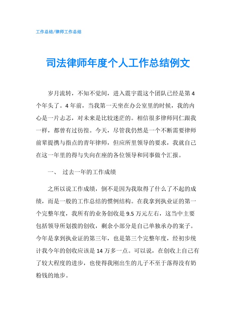 司法律师年度个人工作总结例文.doc_第1页