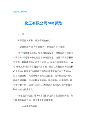 化工有限公司VCR策劃.doc