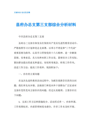 縣府辦總支第三支部綜合分析材料.doc