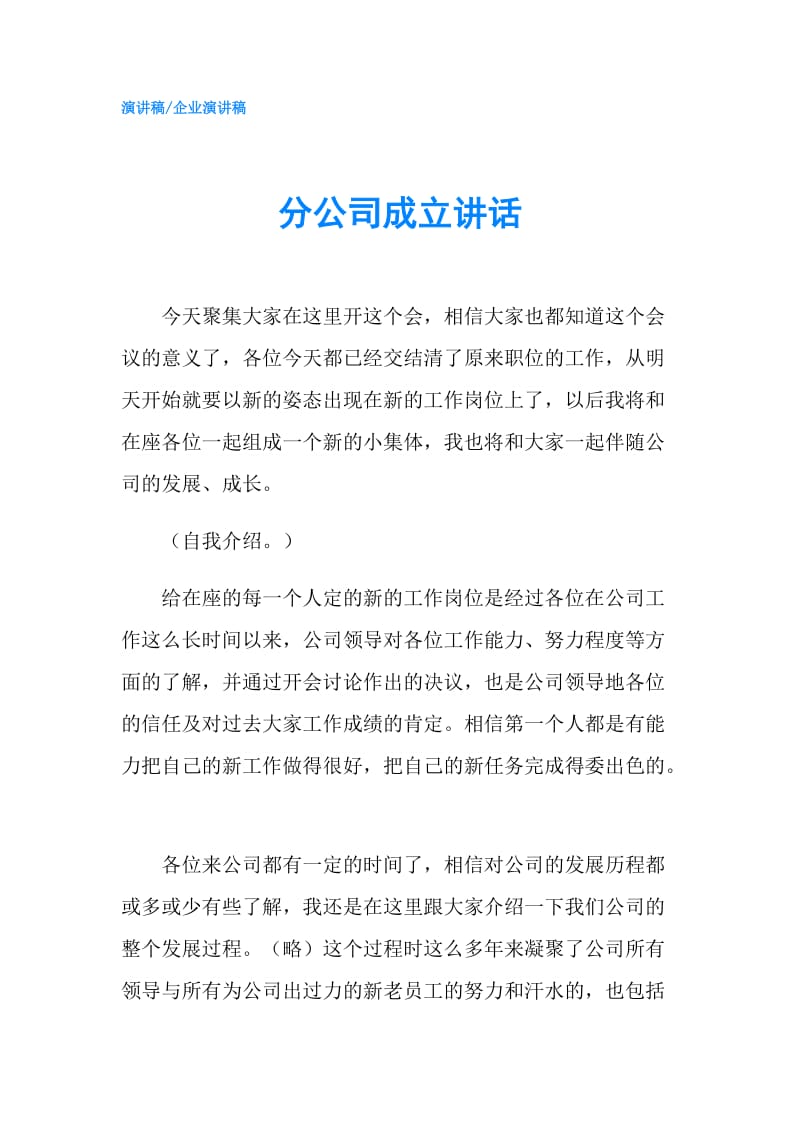 分公司成立讲话.doc_第1页