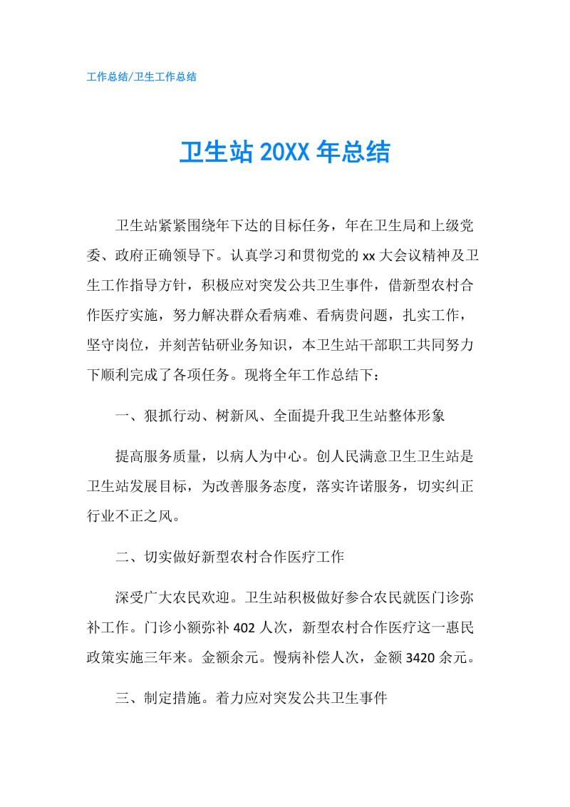 卫生站20XX年总结.doc_第1页