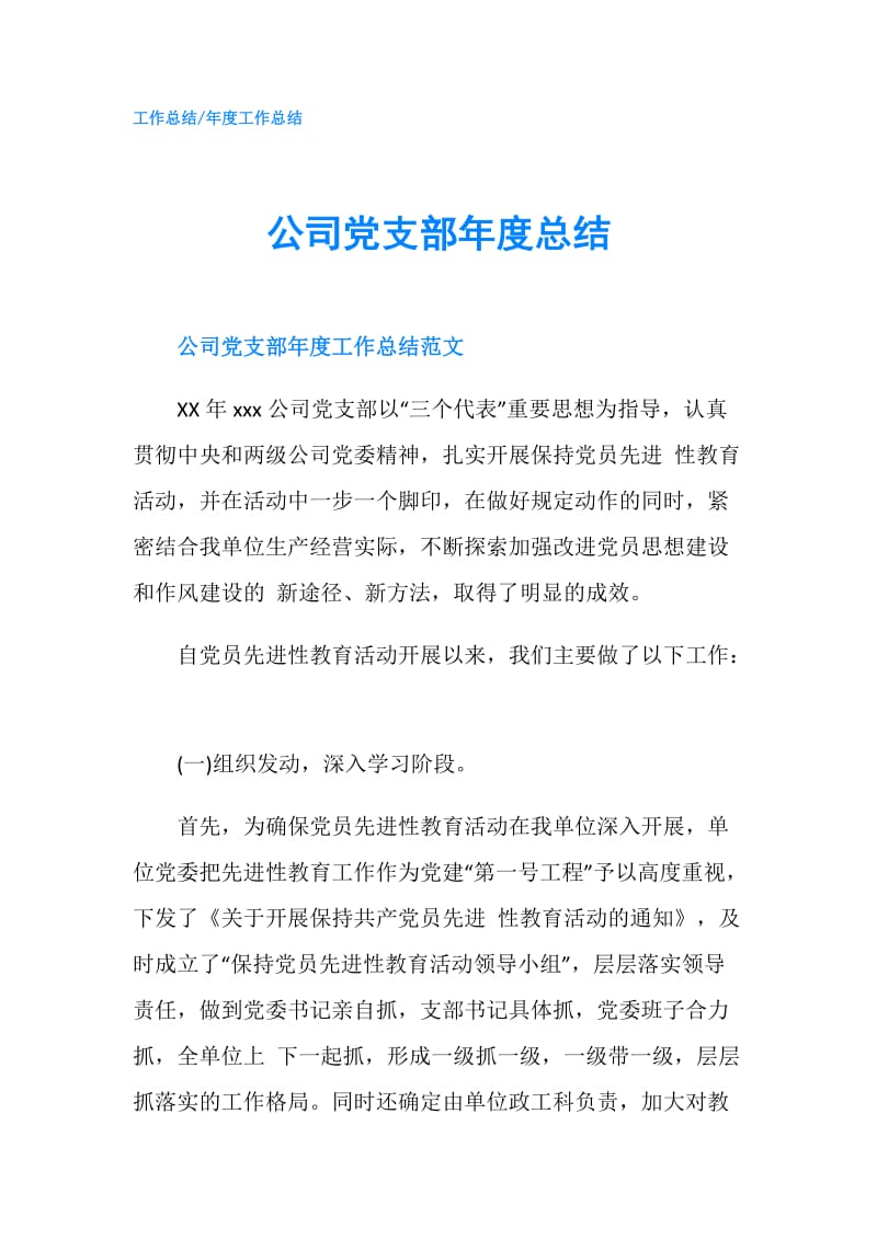 公司党支部年度总结.doc_第1页