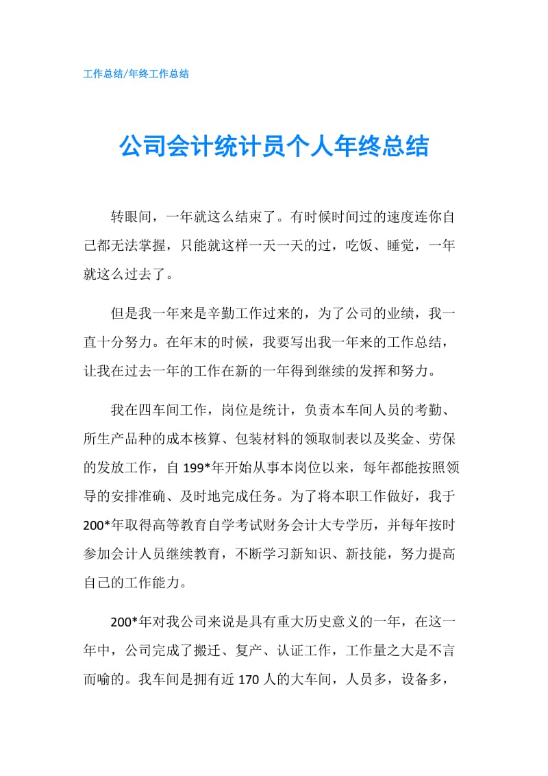 公司会计统计员个人年终总结.doc_第1页