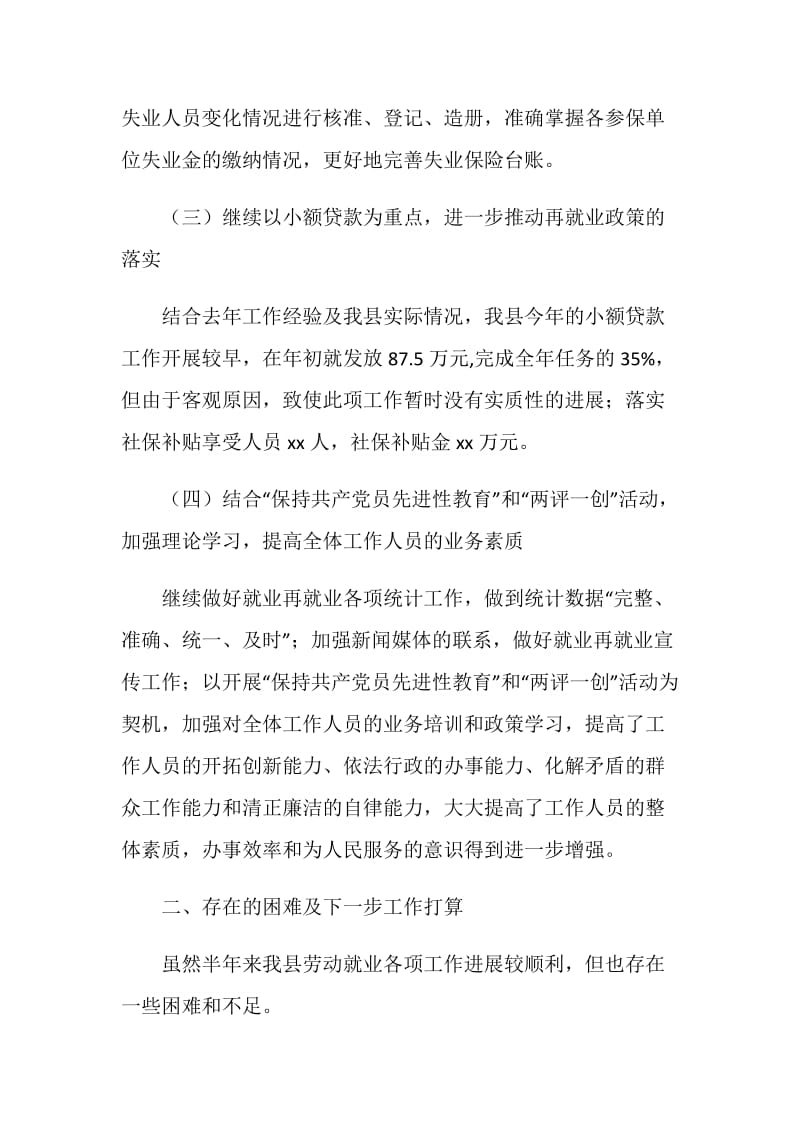 劳动就业服务管理局20XX上半年工作总结.doc_第3页