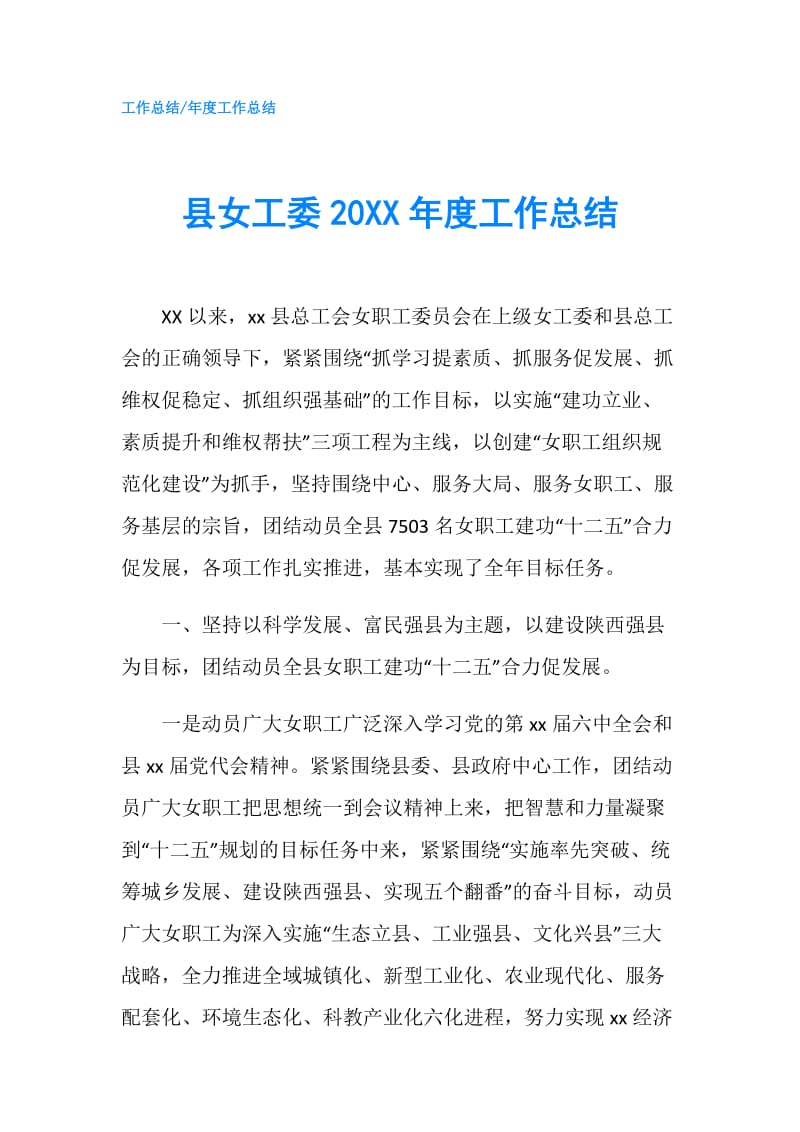 县女工委20XX年度工作总结.doc_第1页