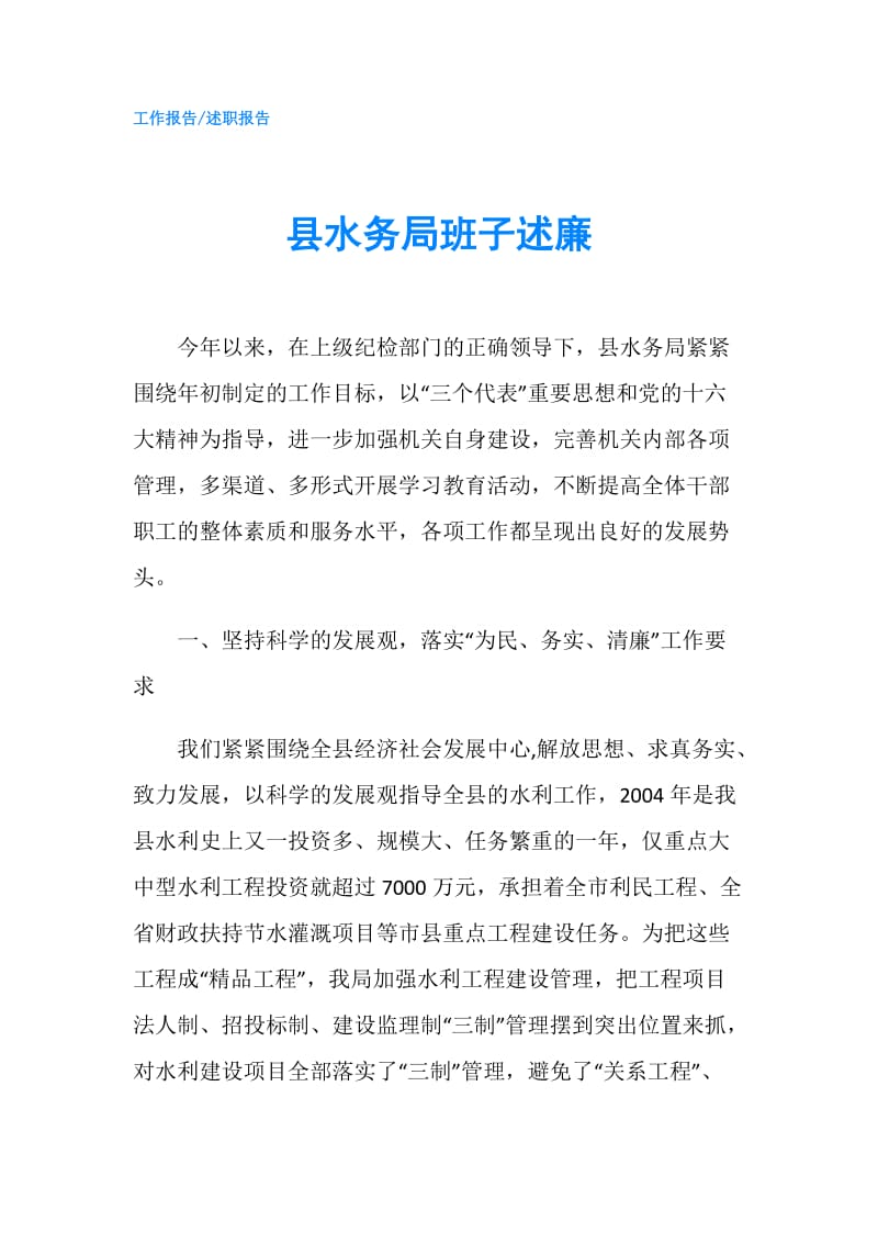 县水务局班子述廉.doc_第1页