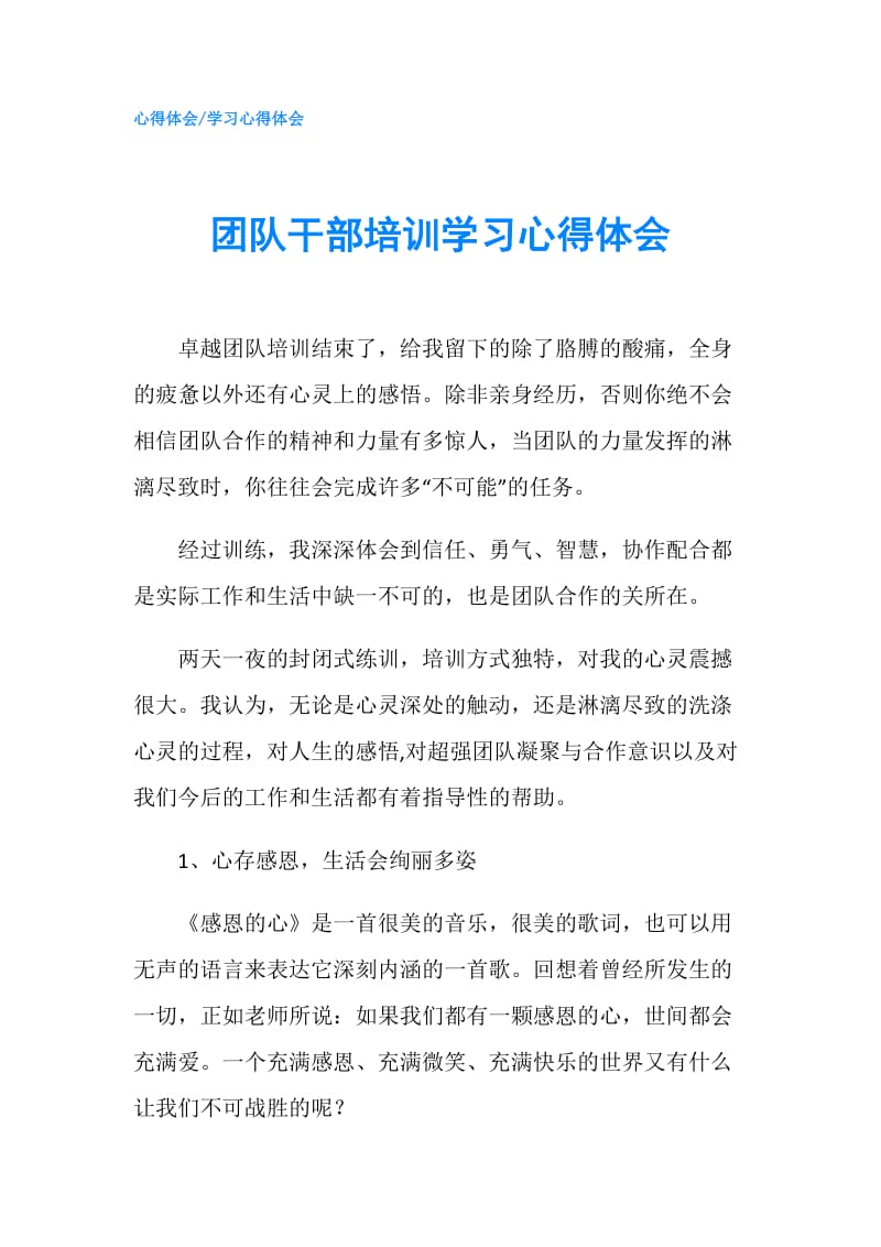 团队干部培训学习心得体会.doc_第1页