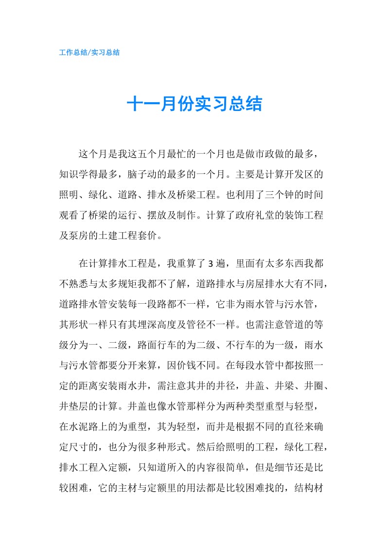 十一月份实习总结.doc_第1页