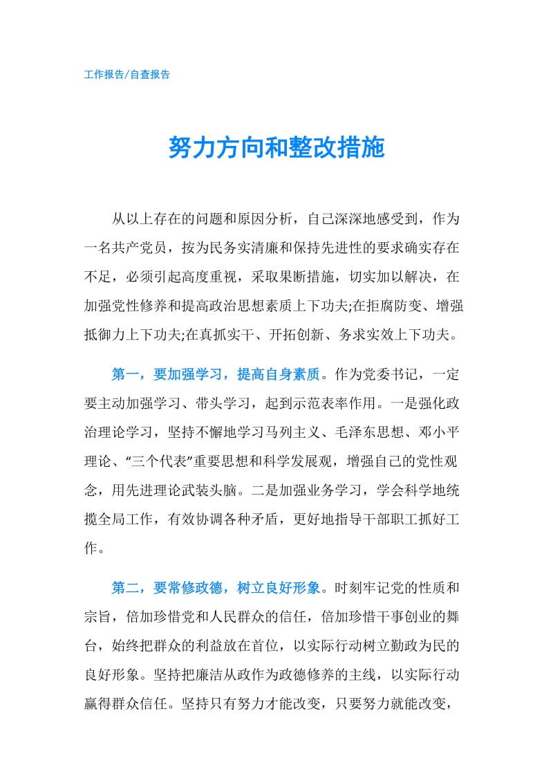 努力方向和整改措施.doc_第1页