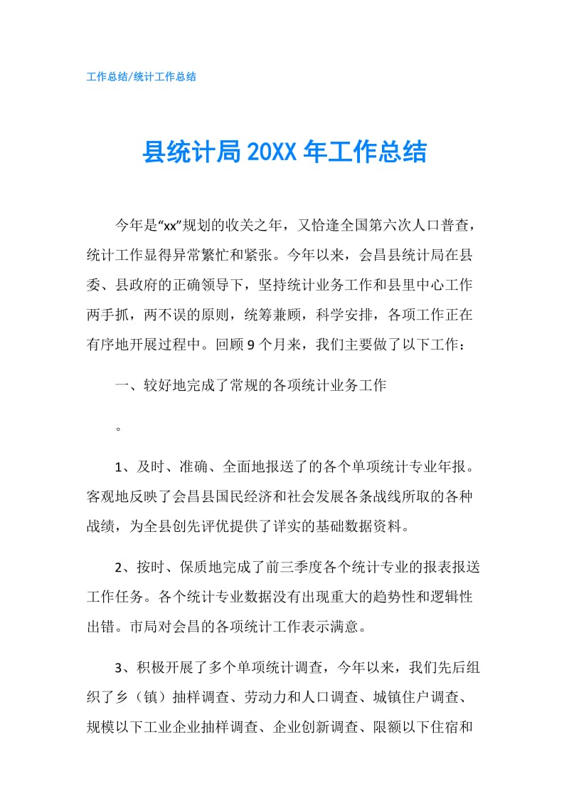 县统计局20XX年工作总结.doc_第1页