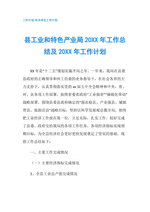 縣工業(yè)和特色產(chǎn)業(yè)局20XX年工作總結(jié)及20XX年工作計(jì)劃.doc