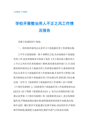 學校開展整治用人不正之風工作情況報告.doc