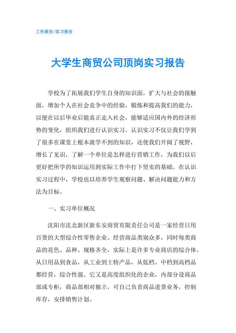 大学生商贸公司顶岗实习报告.doc_第1页