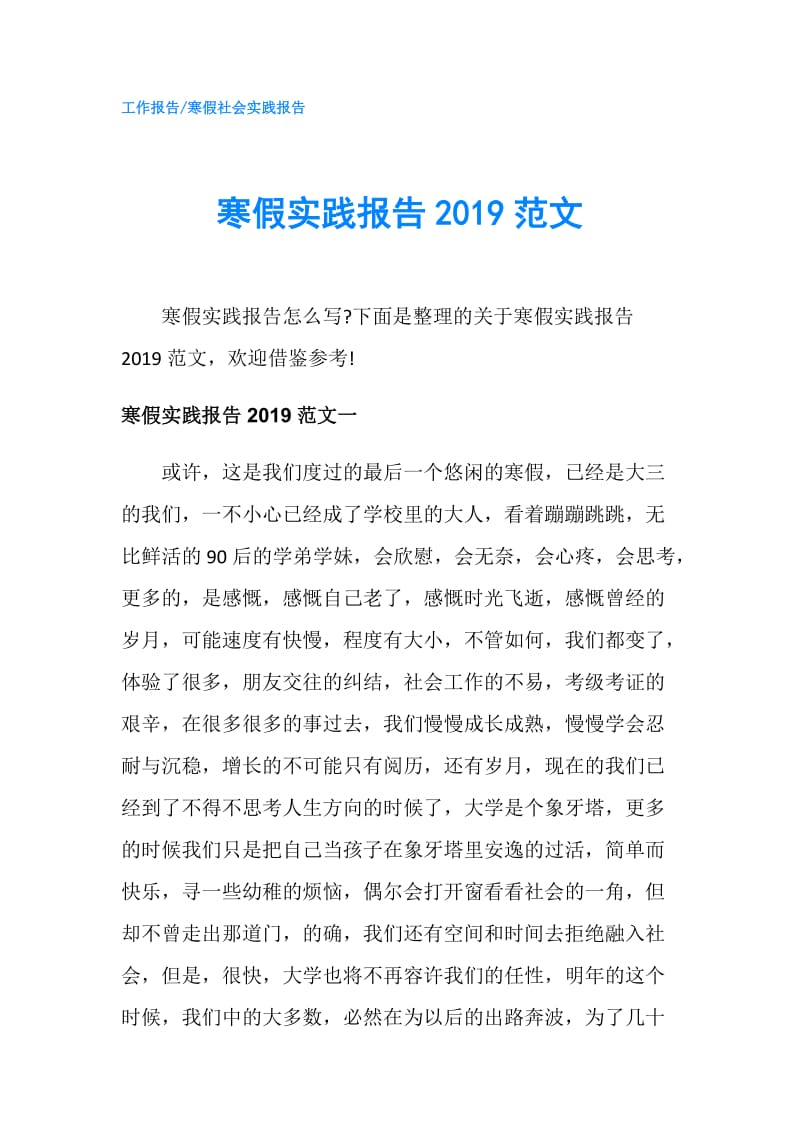 寒假实践报告2019范文.doc_第1页