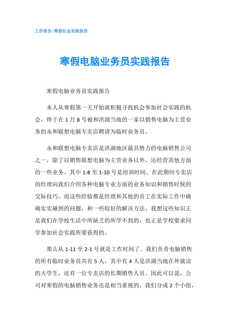 寒假电脑业务员实践报告.doc_第1页