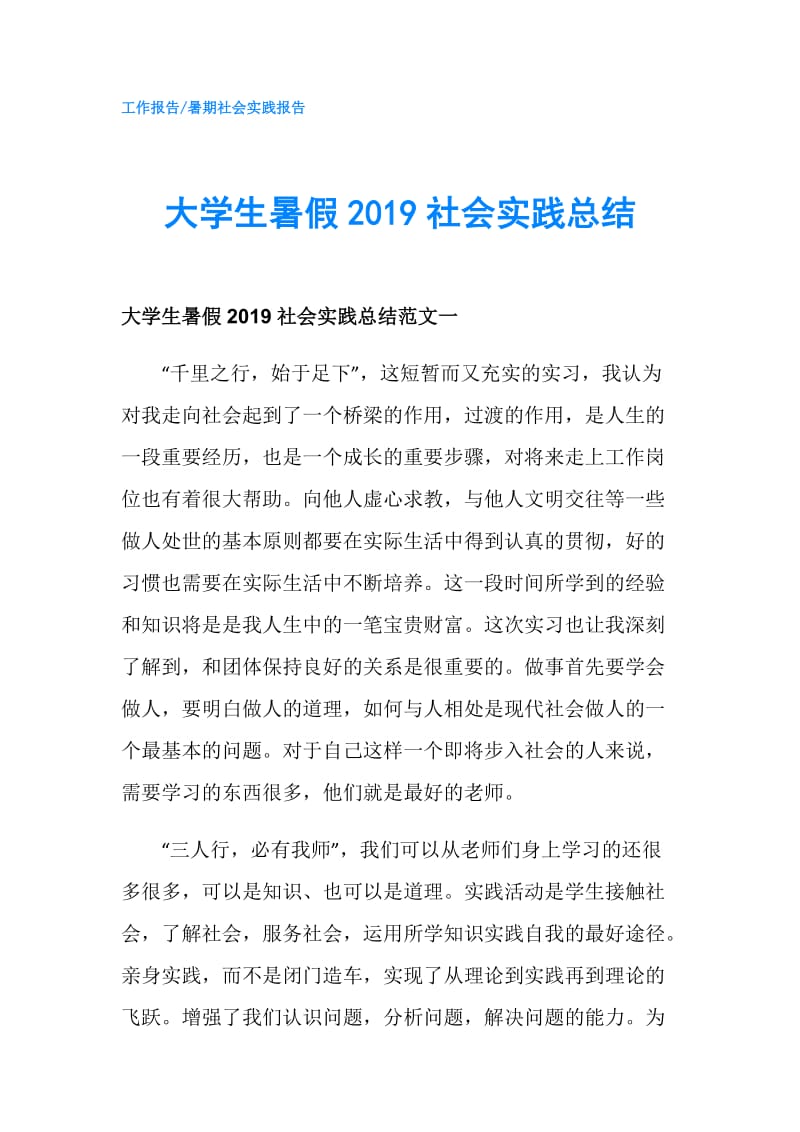 大学生暑假2019社会实践总结.doc_第1页