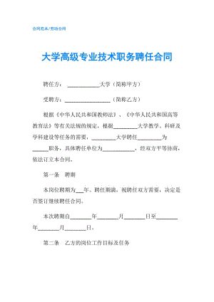 大學(xué)高級(jí)專業(yè)技術(shù)職務(wù)聘任合同.doc