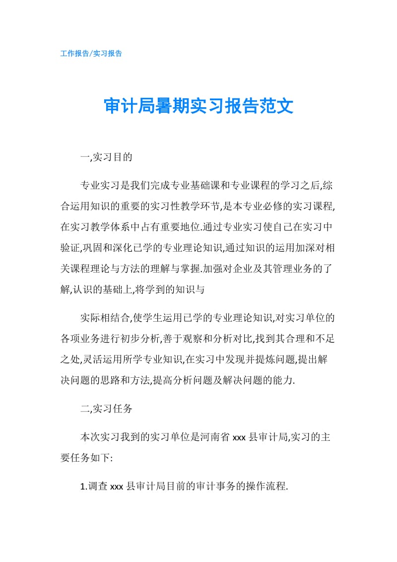 审计局暑期实习报告范文.doc_第1页