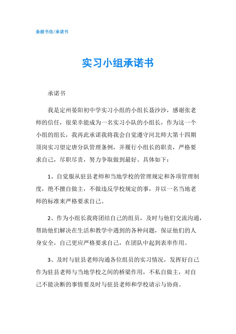 实习小组承诺书.doc_第1页