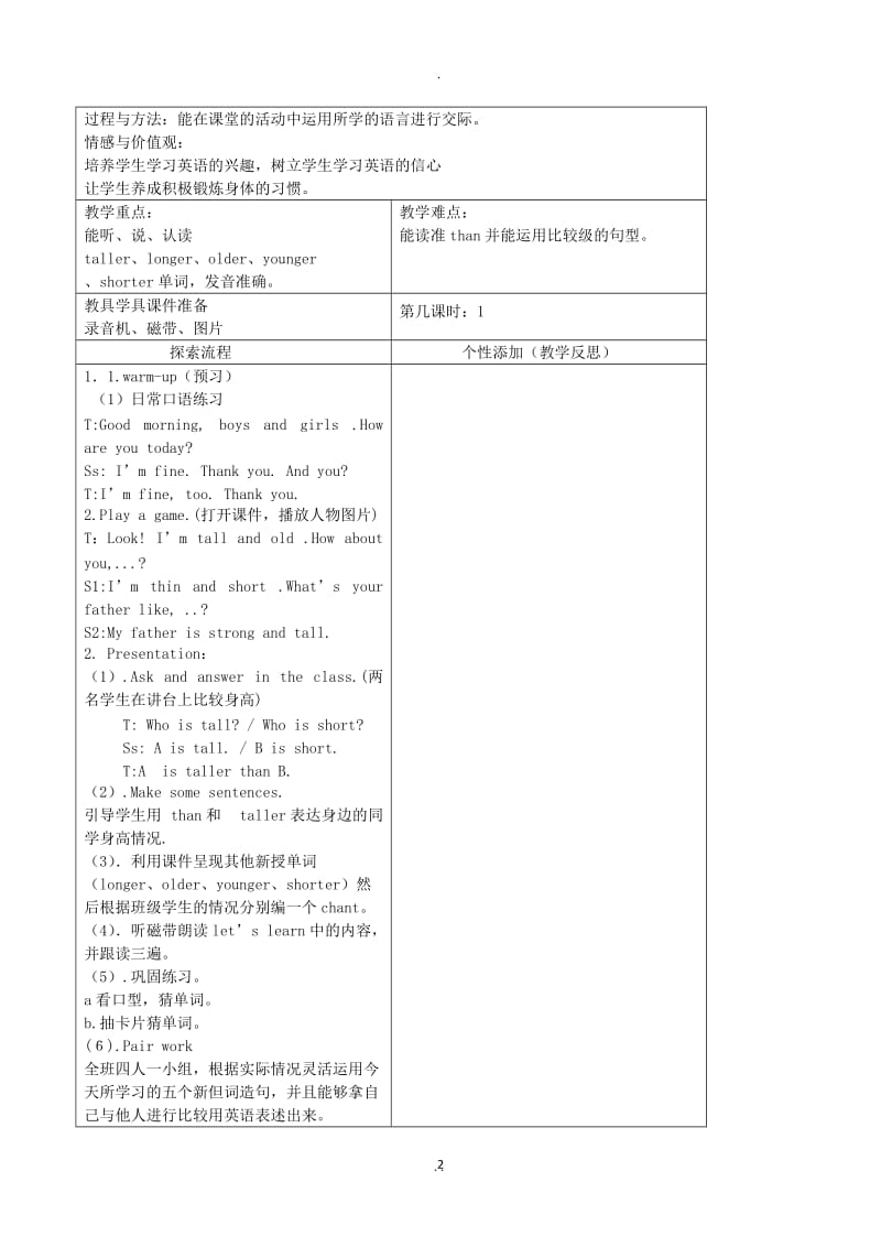 小学英语人教版PEP三年级起点六年级下册英语全册教案.doc_第2页