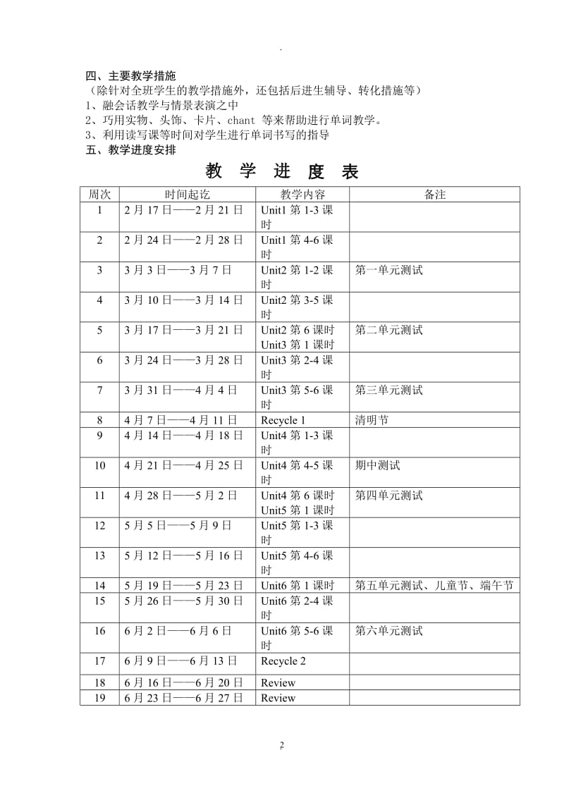 新人教版四年级下册英语教案.doc_第2页