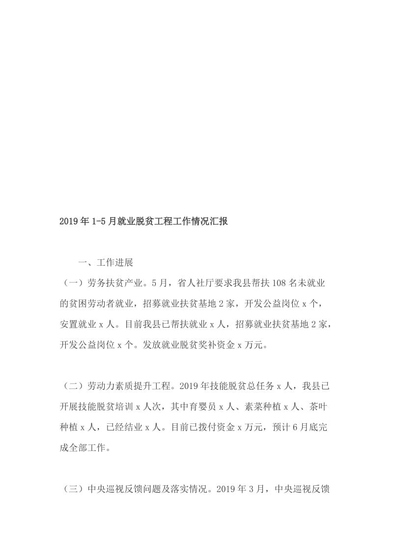 《我为改革创新做什么》大家谈发言稿+2019年1-5月就业脱贫工程工作情况汇报_第3页