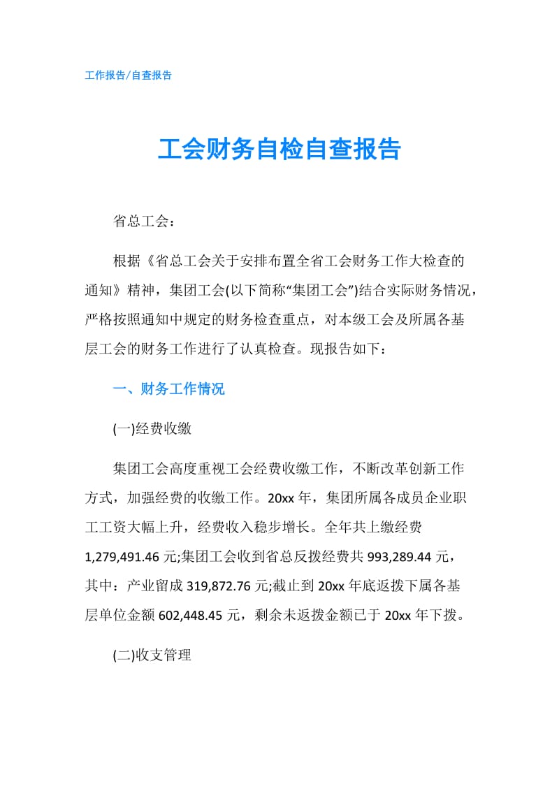 工会财务自检自查报告.doc_第1页