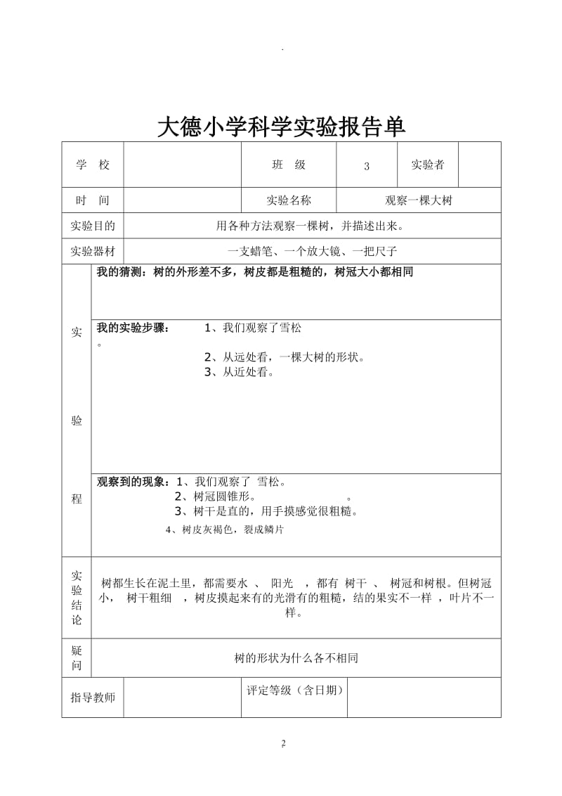 教科版三年级上册科学实验报告单.doc_第2页