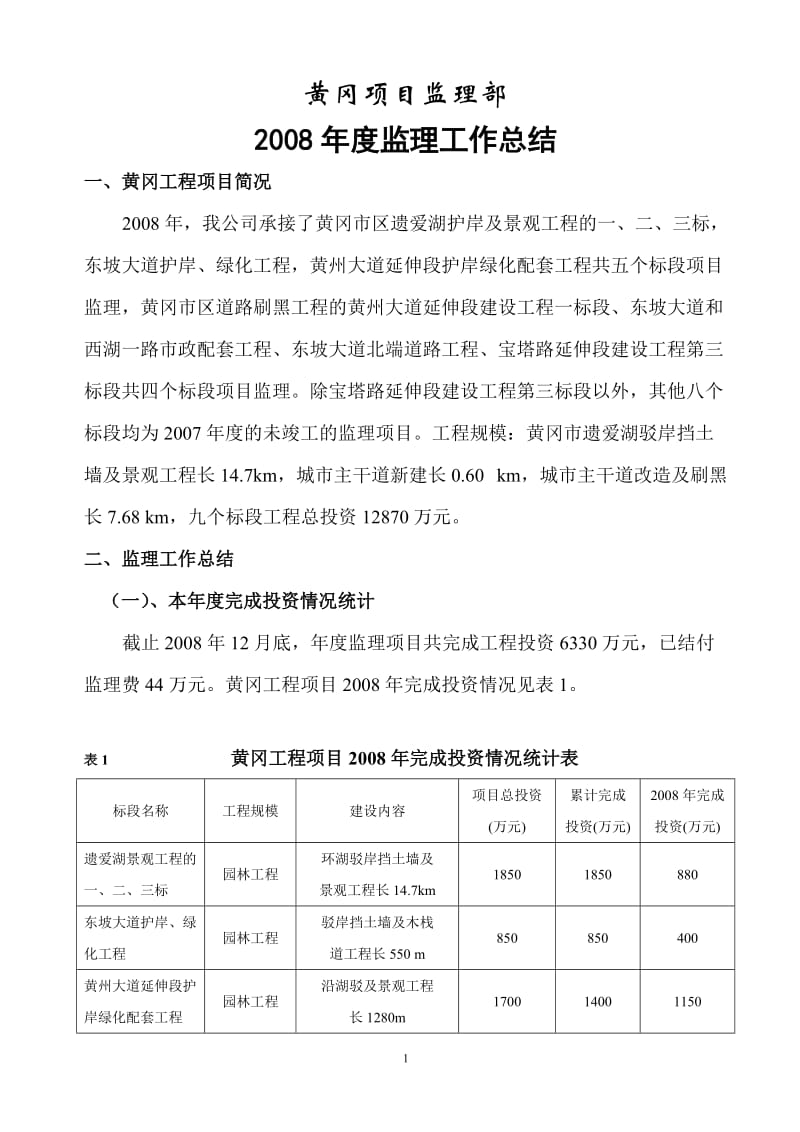 某湖护岸及景观工程年度监理工作总结.doc_第1页